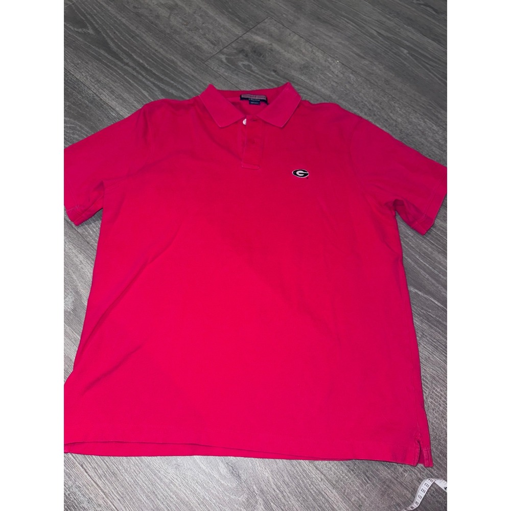 Vineyard Vines Mens Polo Shirt Pink Georgia Bulldogs G Logo‎ Short Sleeve Size L